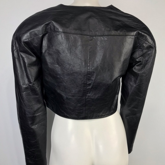 Code Nouveau Jacket Vintage Crop Top 100% Leather - Picture 6 of 8